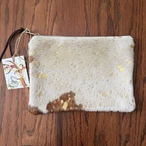 Keep It Gypsy Cowhide Clutch Bag with Gold Fleck NWT